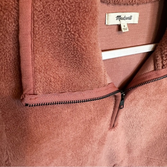 Madewell Women’s Pink Sherpa Popover Quarter Zip Pullover Sweatshirt Dusty Pink - Picture 10 of 12